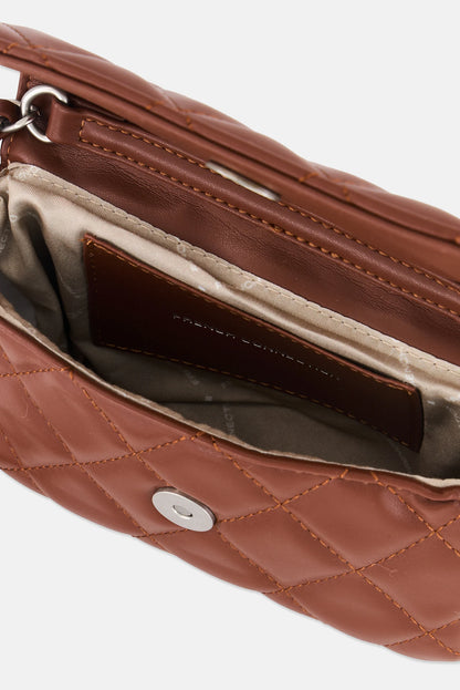 French Connection Quilted Crossbody Bag 11 H x 19 L x 5 W cm, Dark Brown