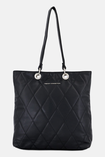 FRENCH CONNECTION Women Orel Quilted Slim Tote Bag, Black