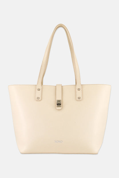XOXO Women Brand Logo Tote Bag, Cream